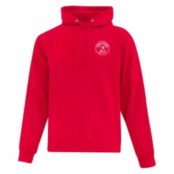 Coton ouaté de couleur rouge avec un logo au coeur