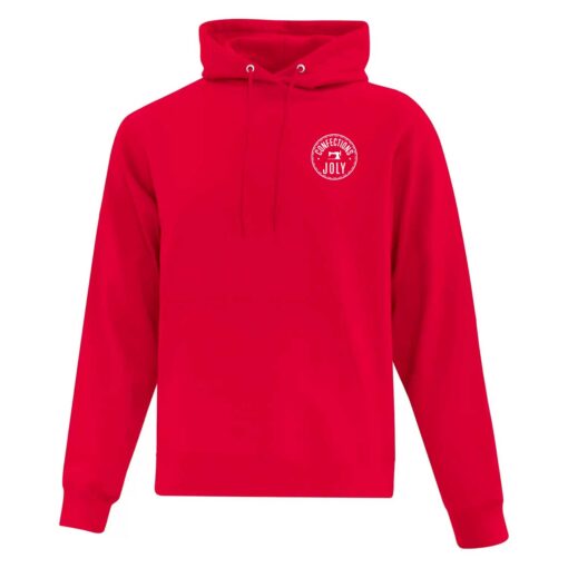 Coton ouaté de couleur rouge avec un logo au coeur